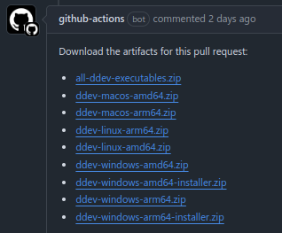 Github Action PR Comment ZIP files